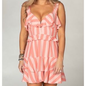 JULIA RUFFLED MINI DRESS - BUBBLEGUM